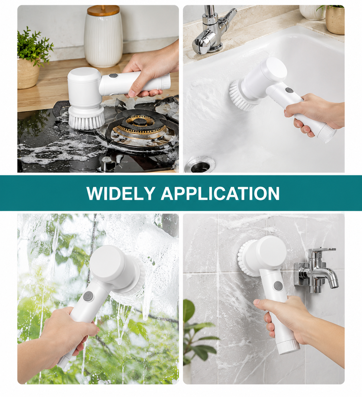 Electric Cleaning Brush, Electric Rotary Cleaning Brush with 3 Brush Heads Insulator Polisher Bathroom Shower Tub Kitchen Stove Floor Car