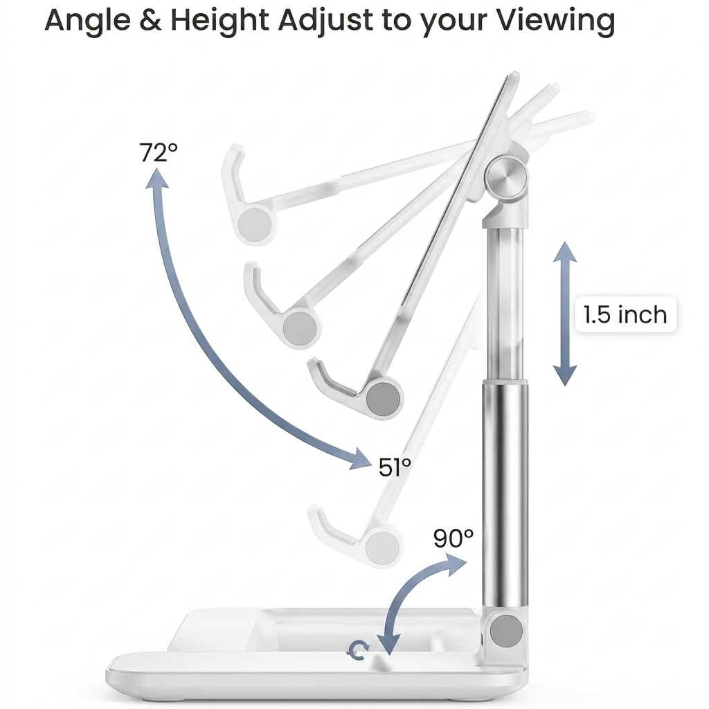 Mobile Phone Stand, Angle Height Adjustable Mobile Phone Holder, Table Stand