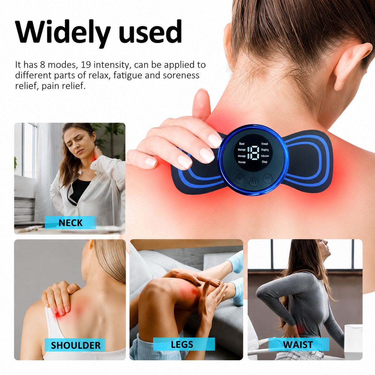 Mini Massager with 8 Modes and 19 Strength Levels,Rechargeable Electric Massager for Shoulder,Arms,Legs,Back Pain for Men and Women