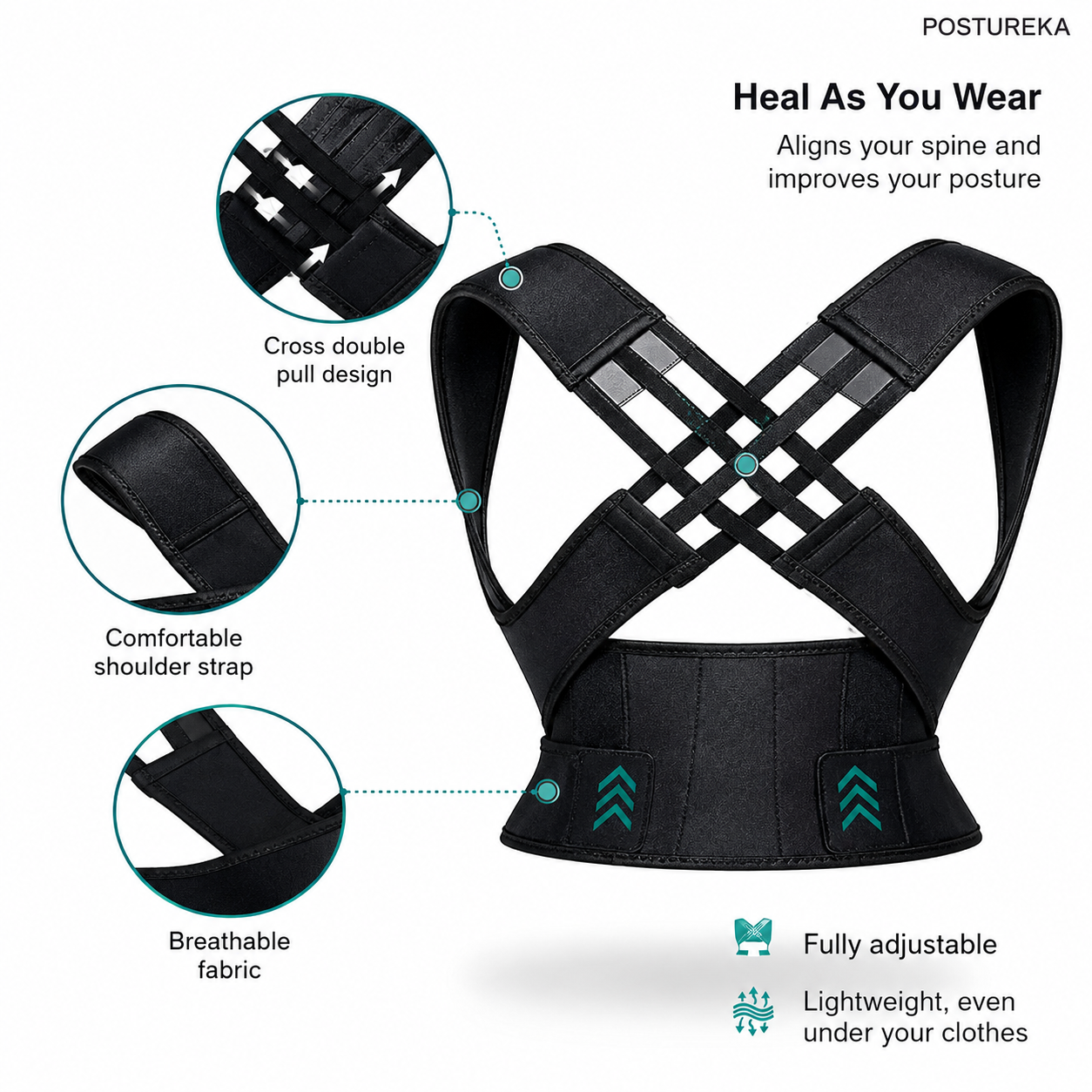 Back Brace Posture Corrector for Men and Women,Adjustable Back Posture Belt Invisible