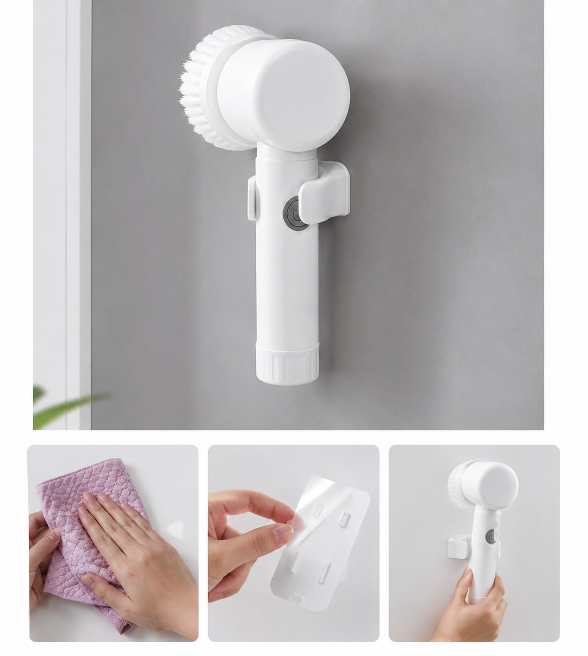 Electric Cleaning Brush, Electric Rotary Cleaning Brush with 3 Brush Heads Insulator Polisher Bathroom Shower Tub Kitchen Stove Floor Car