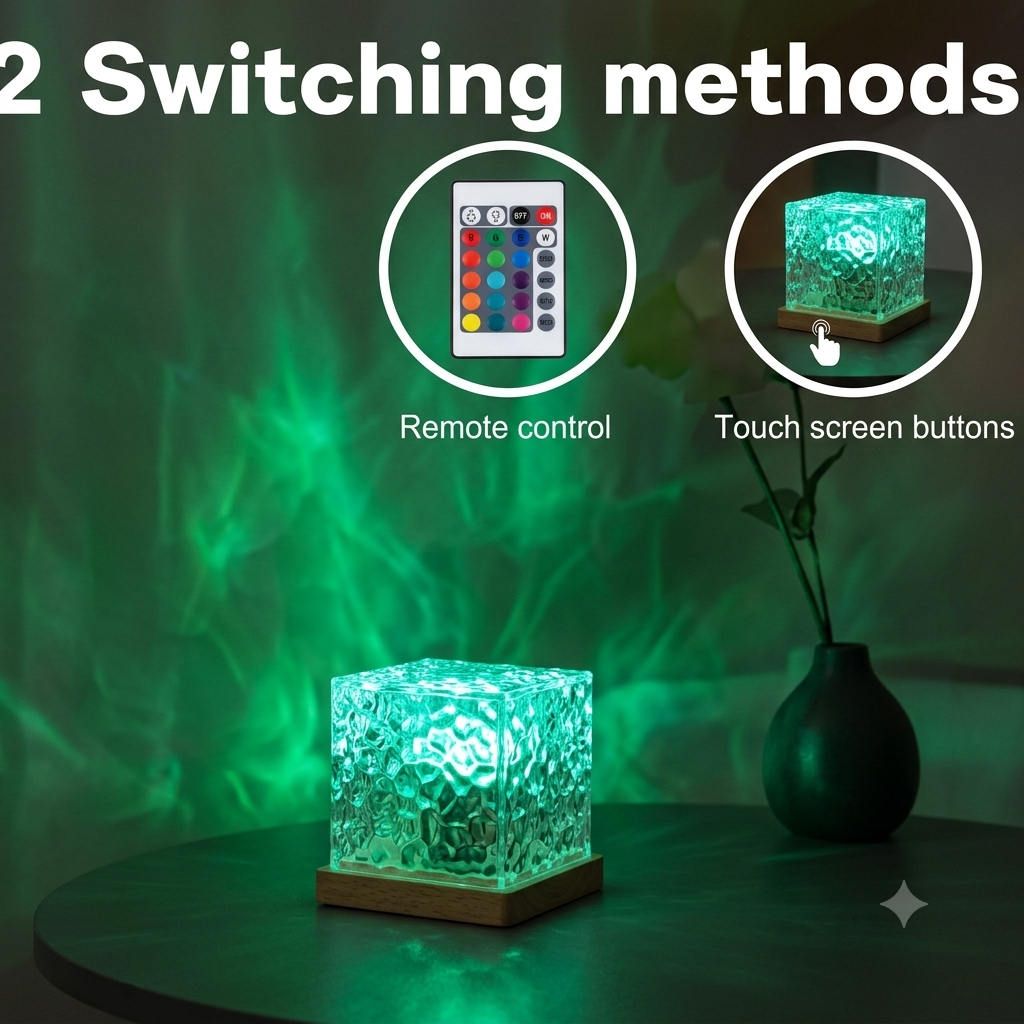 Dynamic Water Ripple Projection Light, USB Portable Night Lamp for Home Decor