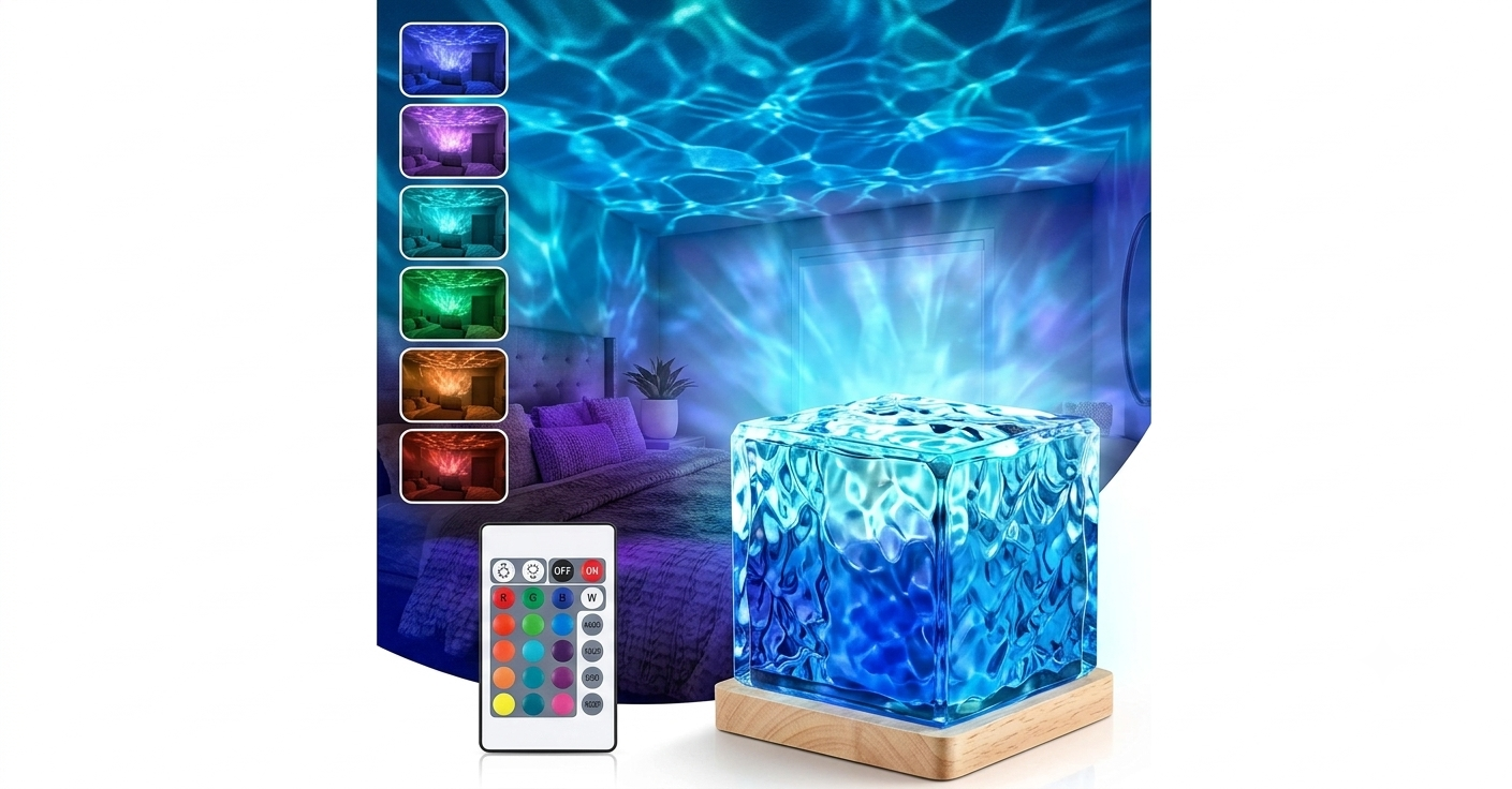 Dynamic Water Ripple Projection Light, USB Portable Night Lamp for Home Decor